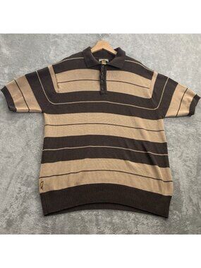 FB County Charlie Brown Polo Shirt Mens XL Striped Knit Cholo Lowrider Firme OG